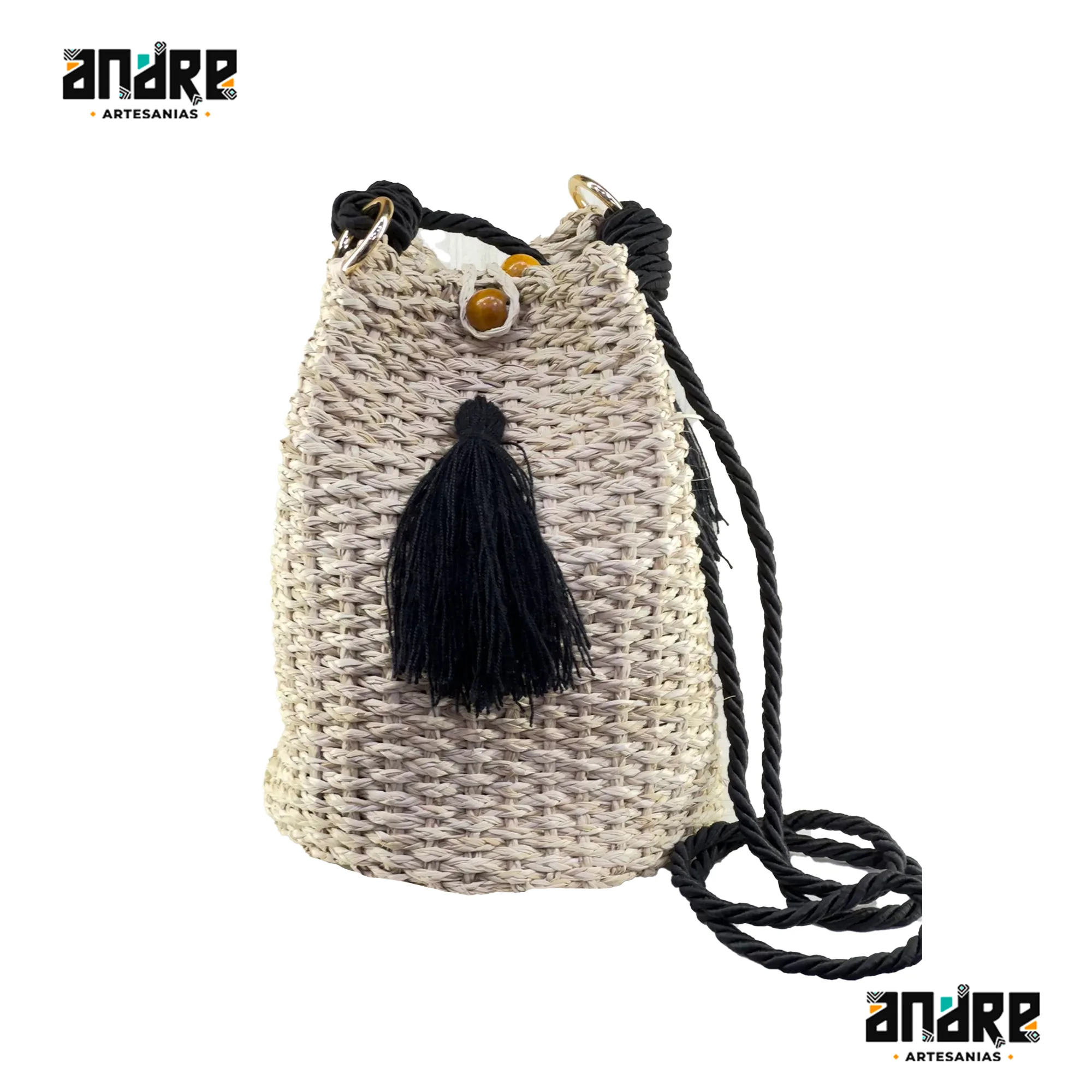 Mochila de palma grande negra