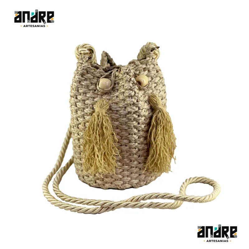Mochila de palma pequeña clara