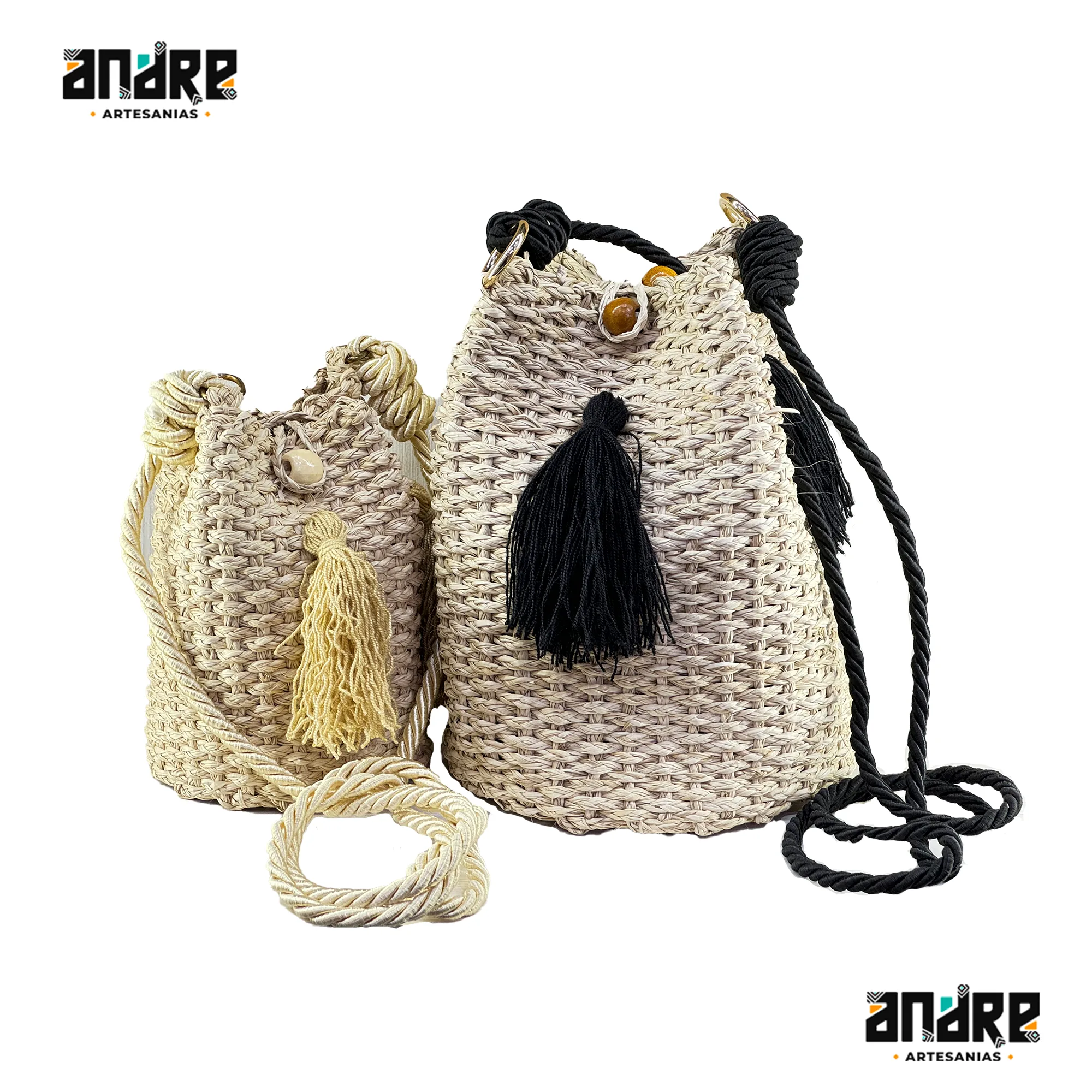 Mochila de palma grande negra - Imagen 2